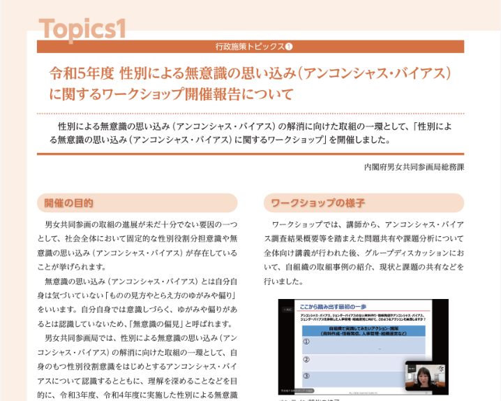 内閣府主催「令和5年度 性別による無意識の思い込み(アンコンシャス・バイアス)に関するワークショップ」の開催報告